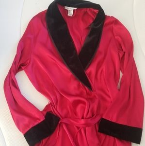 Red Silky, Black Velvet Robe